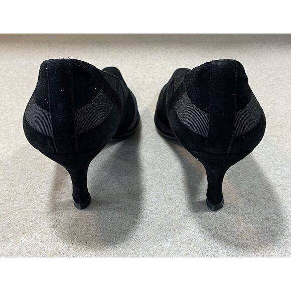 Donald J Pliner Black Suede Leather Kitten High Heels Pumps Shoes Women’s Sz 7.5 - Picture 3 of 11